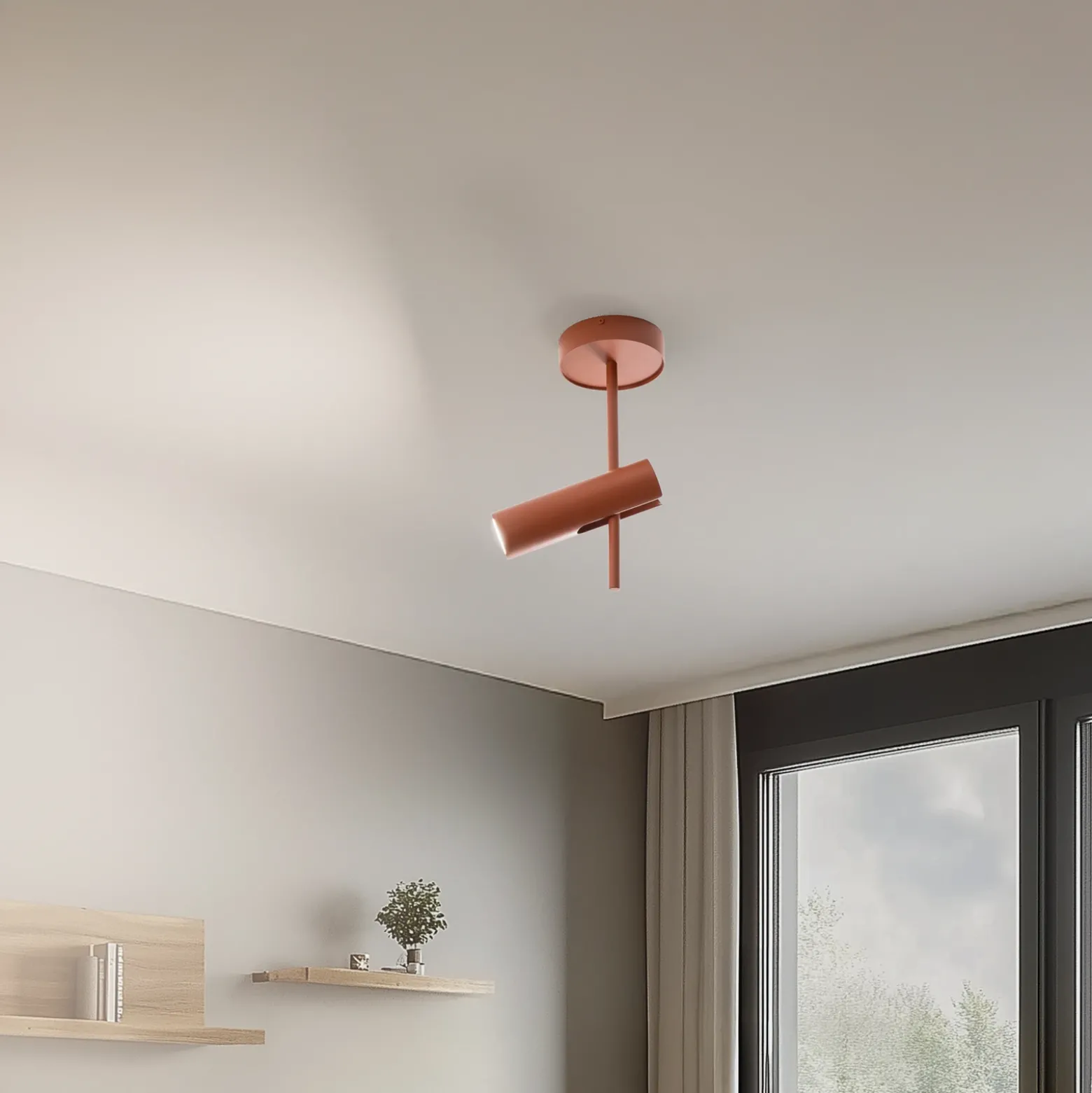 Downlight Leda 1, rojo teja, 1 luz, altura 34 cm