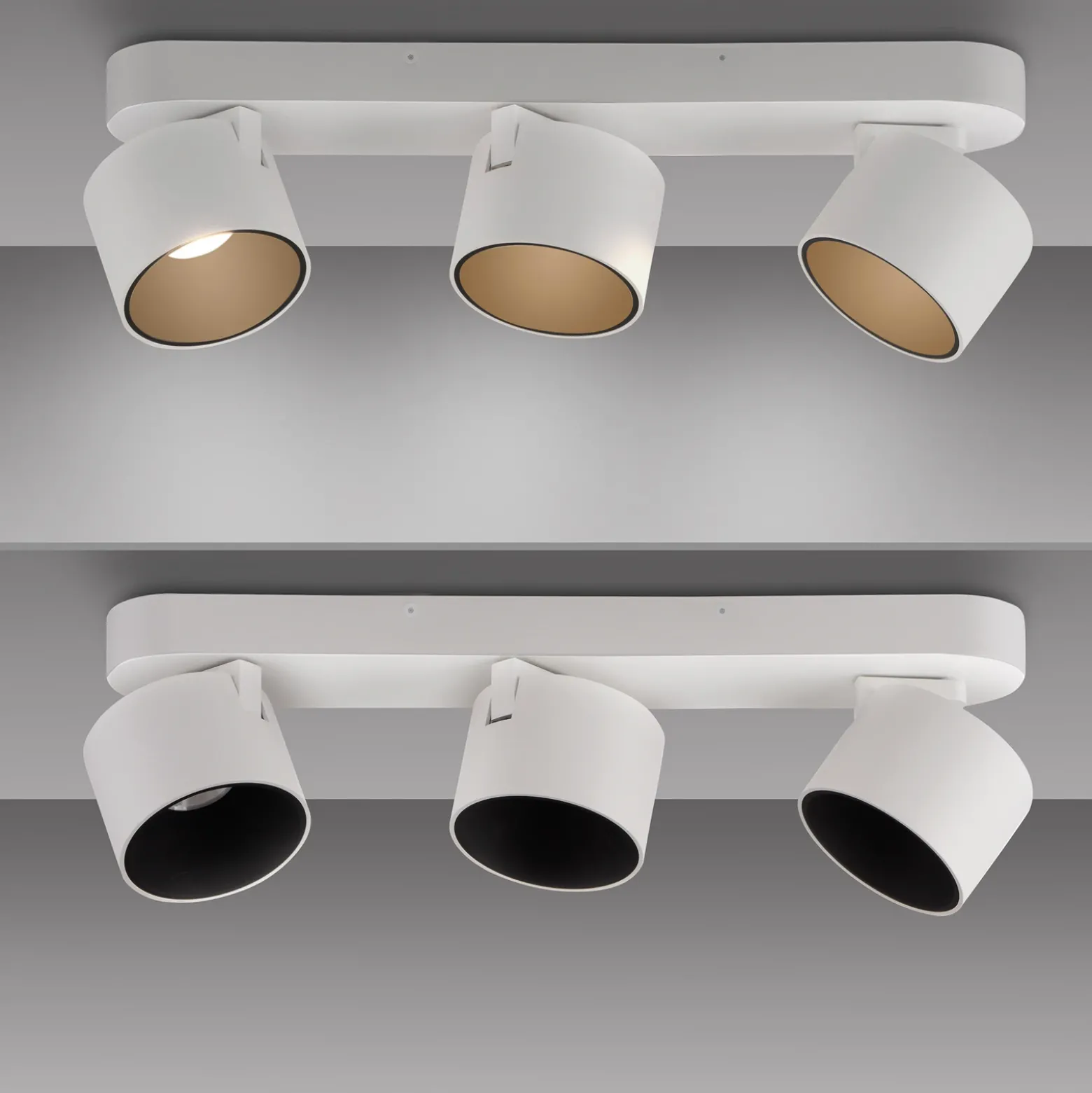 Downlight LED PURE Cup, blanco, longitud 56 cm, metal, 3 luces.