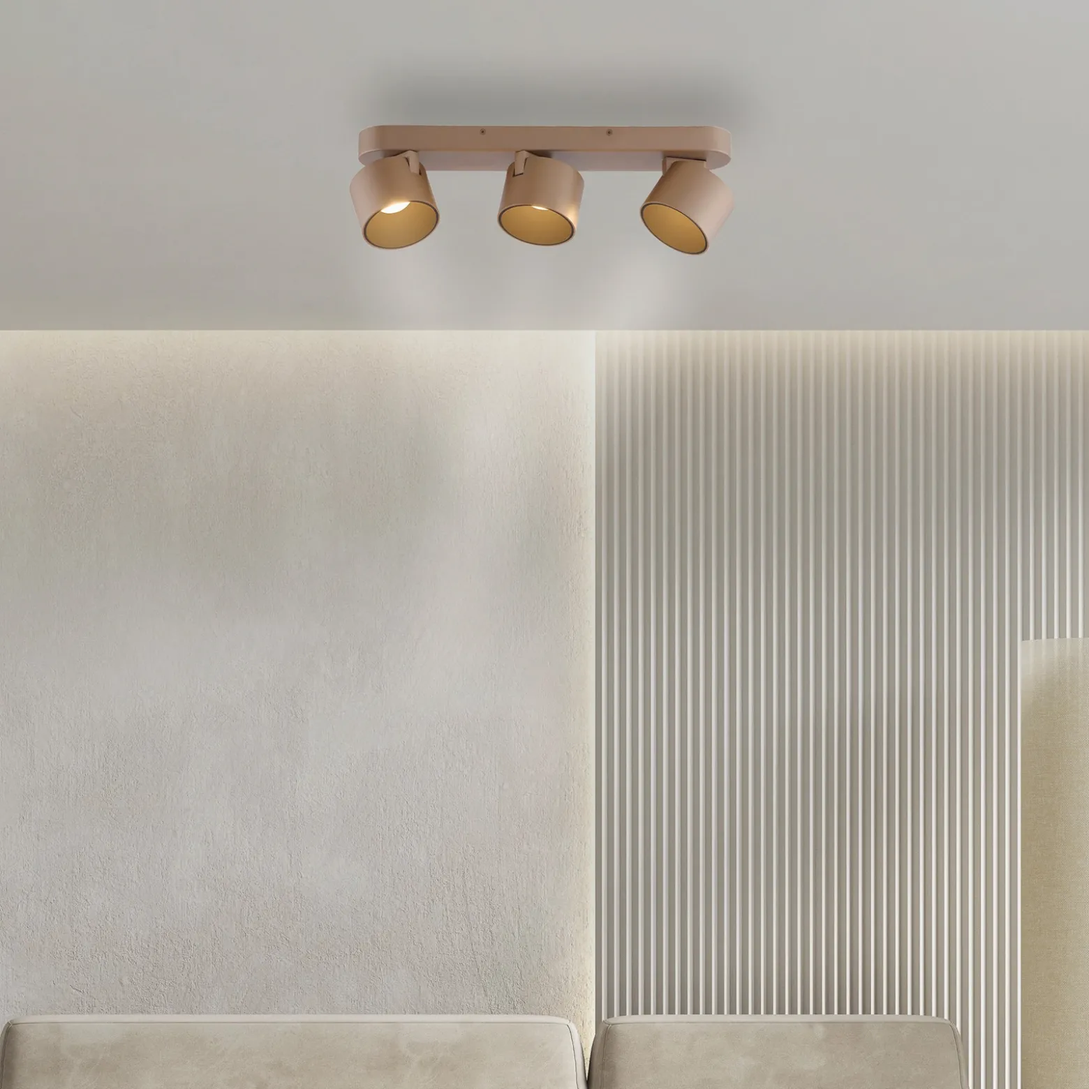 Downlight LED PURE Cup, color bronce, 56 cm, metal, 3 luces.