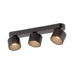 Downlight LED PURE Cup, negro, longitud 56 cm, metal, 3 luces.
