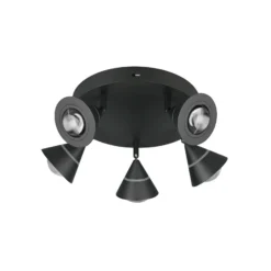 Downlight LED Romeo, Ø 30 cm, negro, metal, 5 luces.