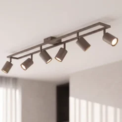 Downlight Lindby Bravius, color topo, 6 luces, hierro