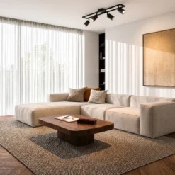 Downlight Lindby Bravius, negro, de 4 luces, de hierro
