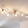 Downlight Lindby Christoph, 130 cm, 5 luces, madera y cristal