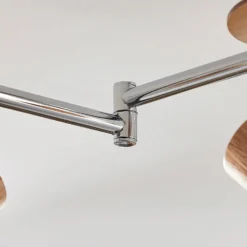 Downlight Lindby Christoph, 130 cm, 5 luces, madera y cristal