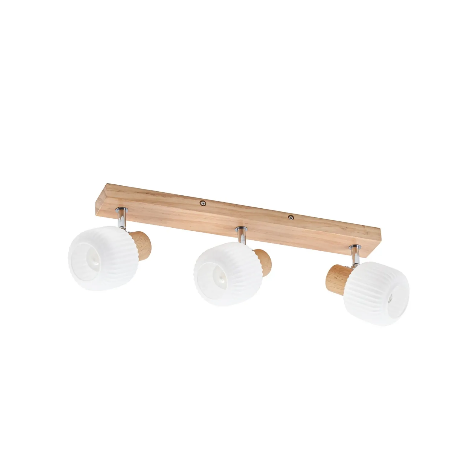 Downlight Lindby Darla, de 3 luces, blanco/color madera