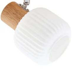 Downlight Lindby Darla, de 3 luces, blanco/color madera