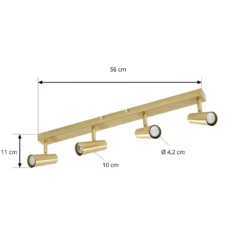 Downlight Lindby Iluna, 4 luces, latón, GU10