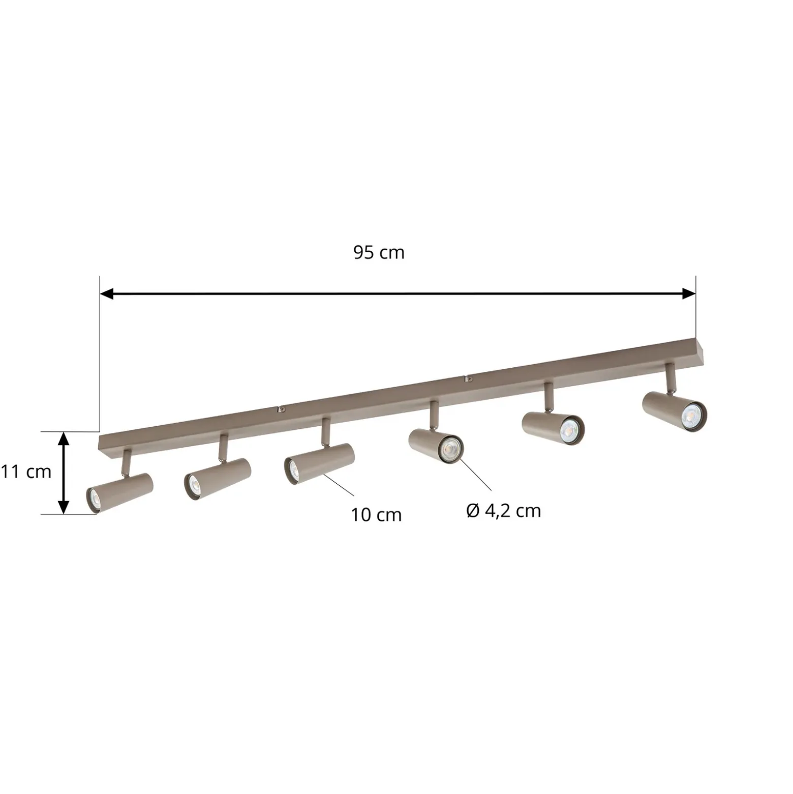 Downlight Lindby Iluna, 6 luces, marrón café, GU10