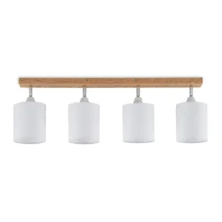 Downlight Lindby Imarin, 81 cm, blanco, 4 luces, madera