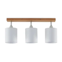 Downlight Lindby Imarin, 56 cm, 3 luces, blanco, madera