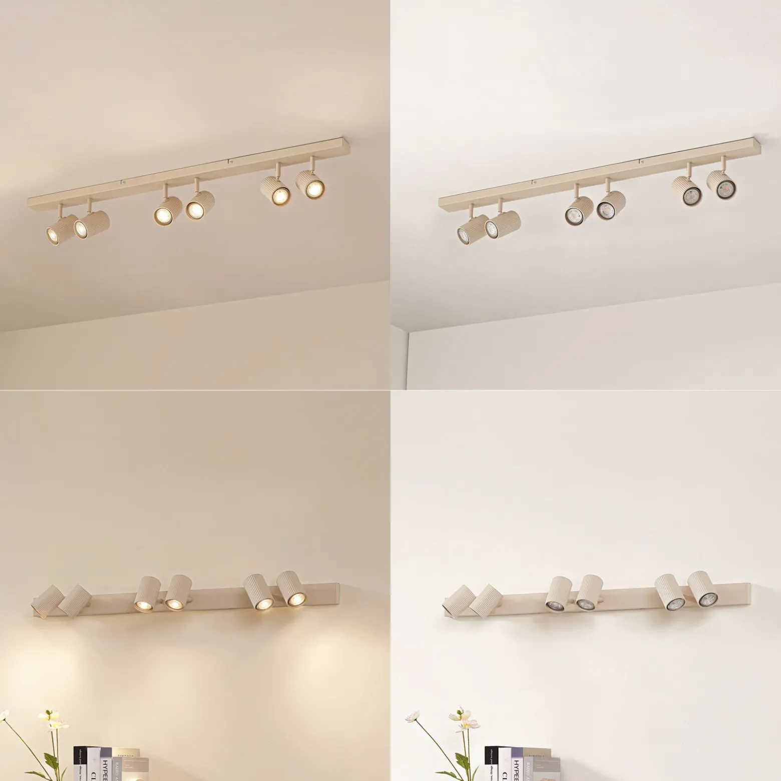Downlight Lindby Kardis, beige, 6 luces, metal, GU10