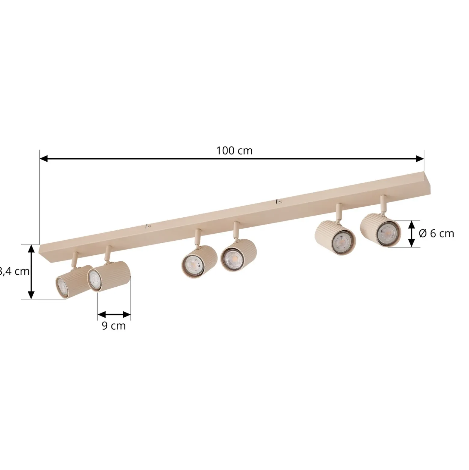 Downlight Lindby Kardis, beige, 6 luces, metal, GU10
