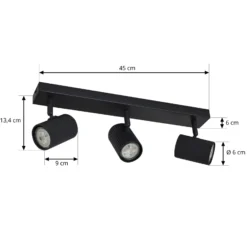 Downlight Lindby Kardis, gris oscuro, 3 luces, metal, GU10