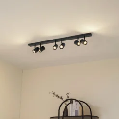 Downlight Lindby Kardis, gris oscuro, 6 luces, metal, GU10