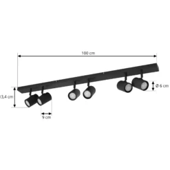 Downlight Lindby Kardis, gris oscuro, 6 luces, metal, GU10