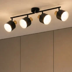 Downlight Lindby Lenja, 4 luces, negro, E14, metal