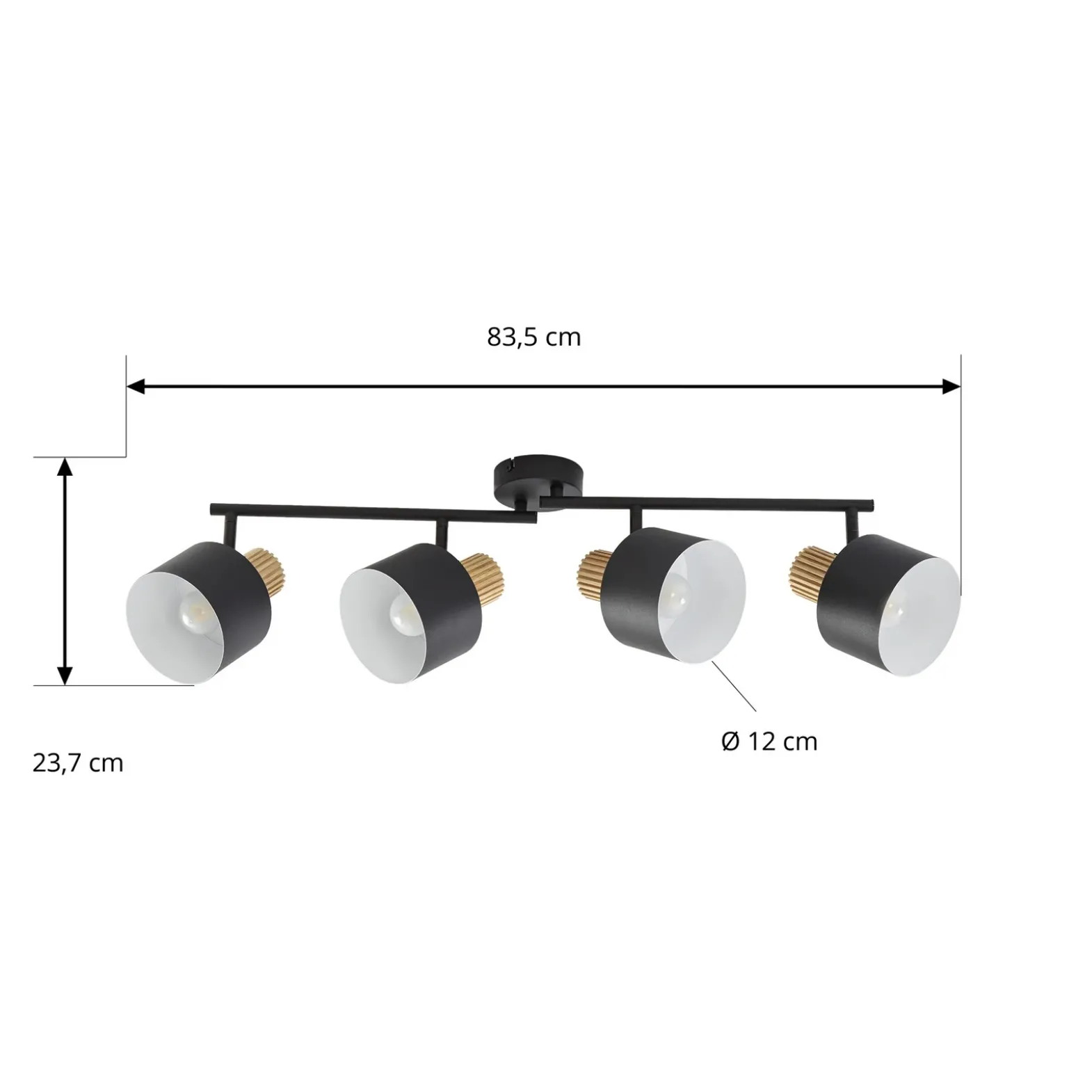 Downlight Lindby Lenja, 4 luces, negro, E14, metal