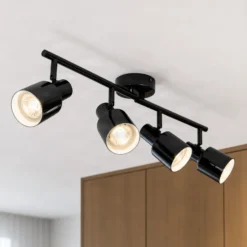 Downlight Lindby Ovelia, negro, 80 cm, 4 luces, E27