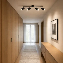 Downlight Lindby Ovelia, negro, 80 cm, 4 luces, E27