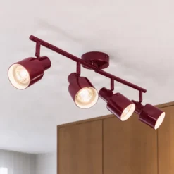 Downlight Lindby Ovelia, rojo oscuro, 80 cm, 4 luces, E27