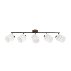 Downlight Lindby Shiloh, 5 luces, nogal/beige, madera