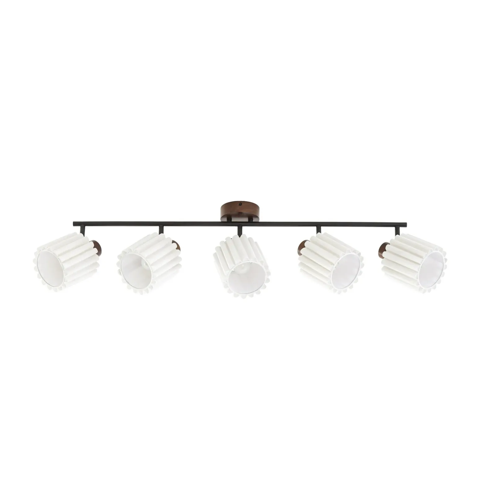 Downlight Lindby Shiloh, 5 luces, nogal/beige, madera
