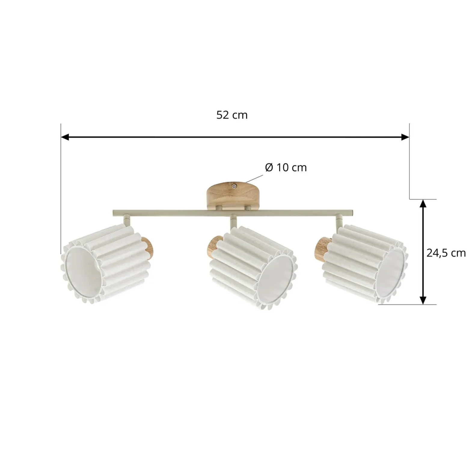 Downlight Lindby Shiloh, 3 luces, natural/beige, madera