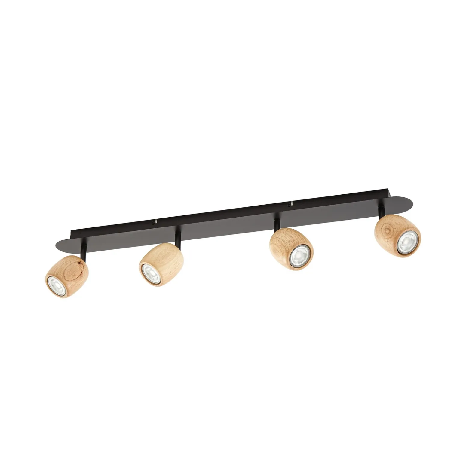 Downlight Lindby Sloane, 4 luces, madera/negro, GU10