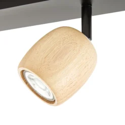 Downlight Lindby Sloane, 4 luces, madera/negro, GU10
