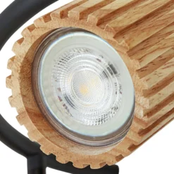 Downlight Lindby Stralino, 3 luces, Ø31 cm, madera, GU10