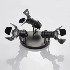 Downlight Lindby Tilen, 3 luces, negro, metal, Ø 54 cm
