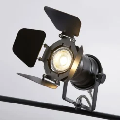 Downlight Lindby Tilen, 4 luces, negro, metal, 125 cm