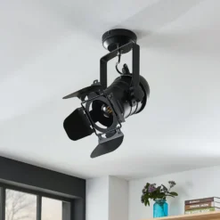 Downlight Lindby Tilen, 1 luz, negro, metal, 38 cm