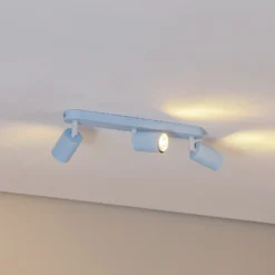Downlight Livia, azul claro, 52 cm, 3 luces, metal, GU10