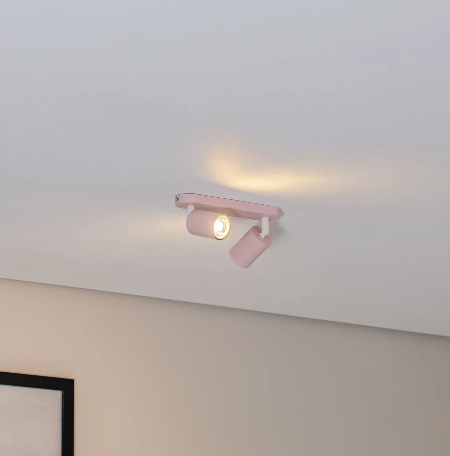 Downlight Livia, rosa, 35 cm, 2 luces, metal, GU10