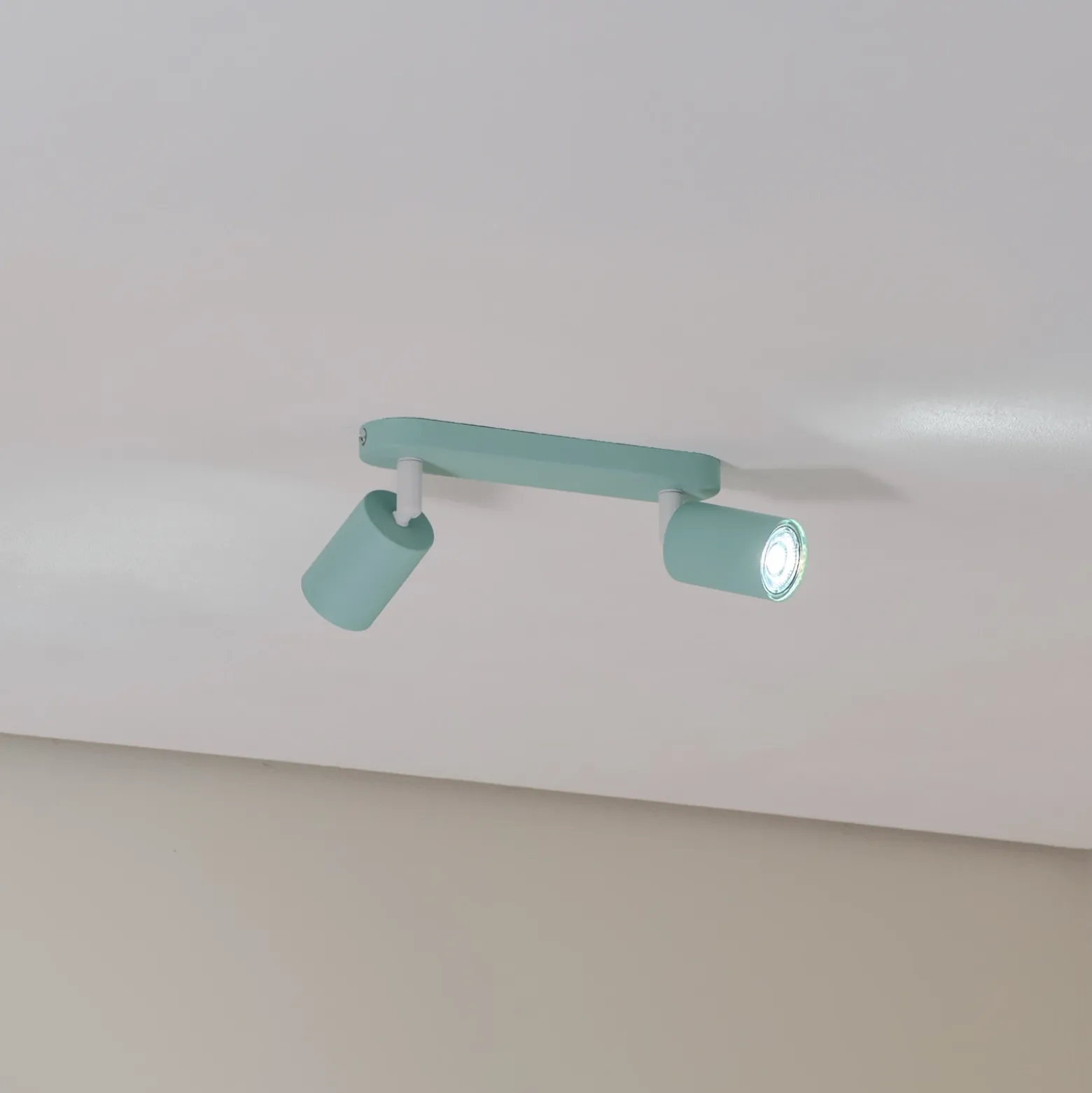 Downlight Livia, verde menta, 35 cm, 2 luces, metal, GU10