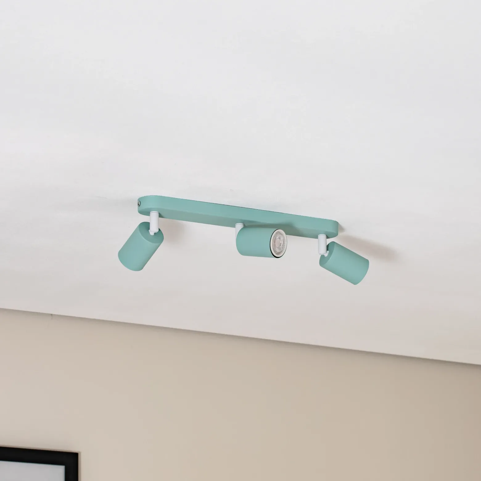 Downlight Livia, verde menta, 52 cm, 3 luces, metal, GU10