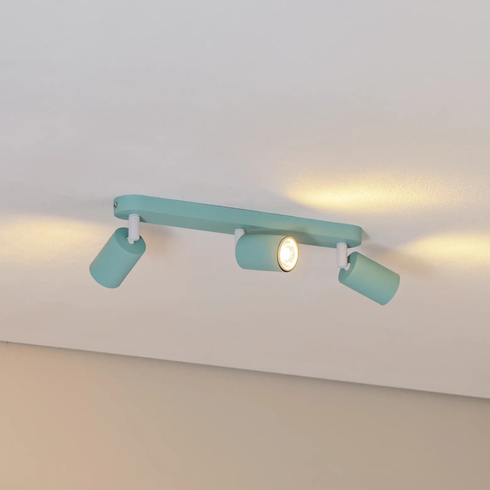 Downlight Livia, verde menta, 52 cm, 3 luces, metal, GU10