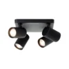 Downlight Marty, longitud 22 cm, negro arena, 4 luces.