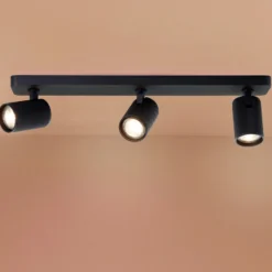 Downlight Marty, longitud 53 cm, negro arena, 3 luces.