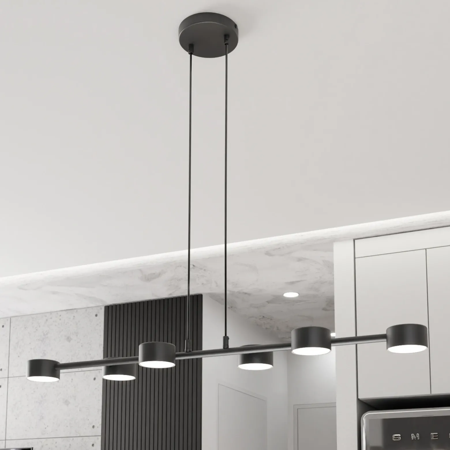 Downlight, Megara, longitud 80 cm, metal, 6 luces.