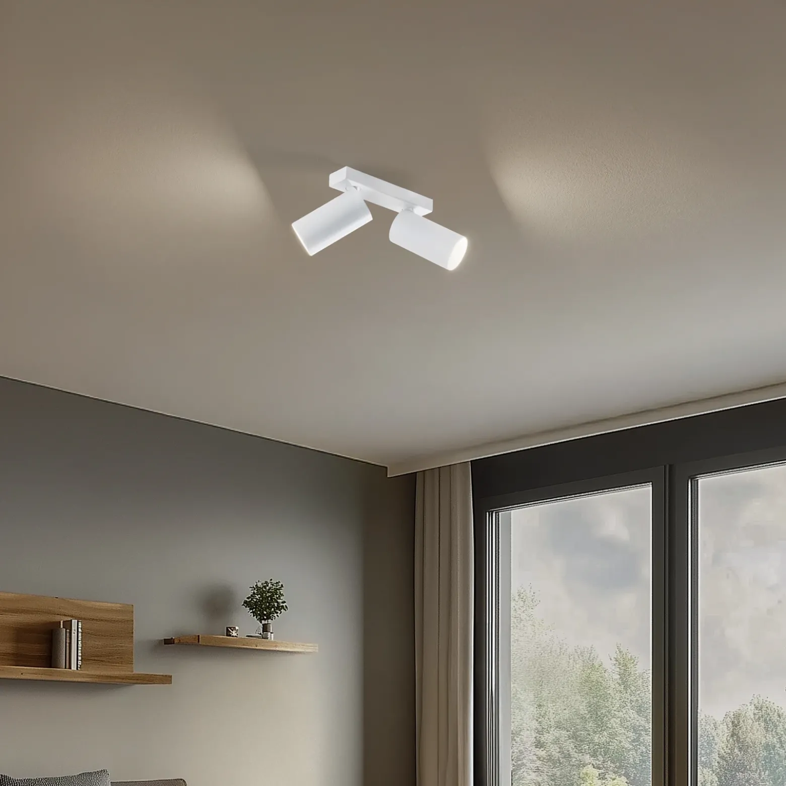 Downlight Mono II, 2 luces, blanco, 31 cm de largo, GU10
