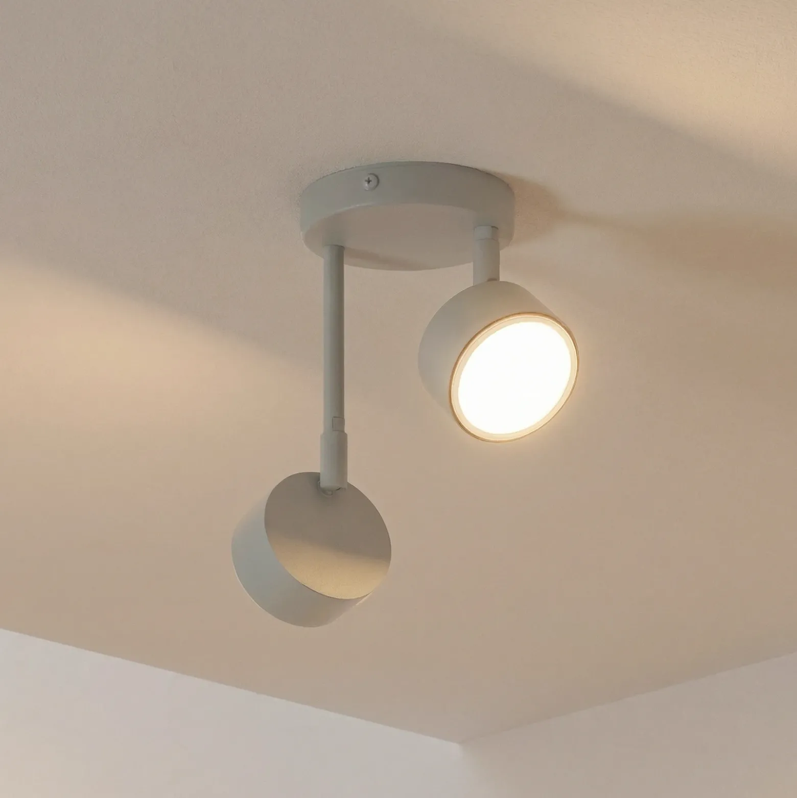 Downlight Nemo, 2 luces, gris-beige, orientable, GX53
