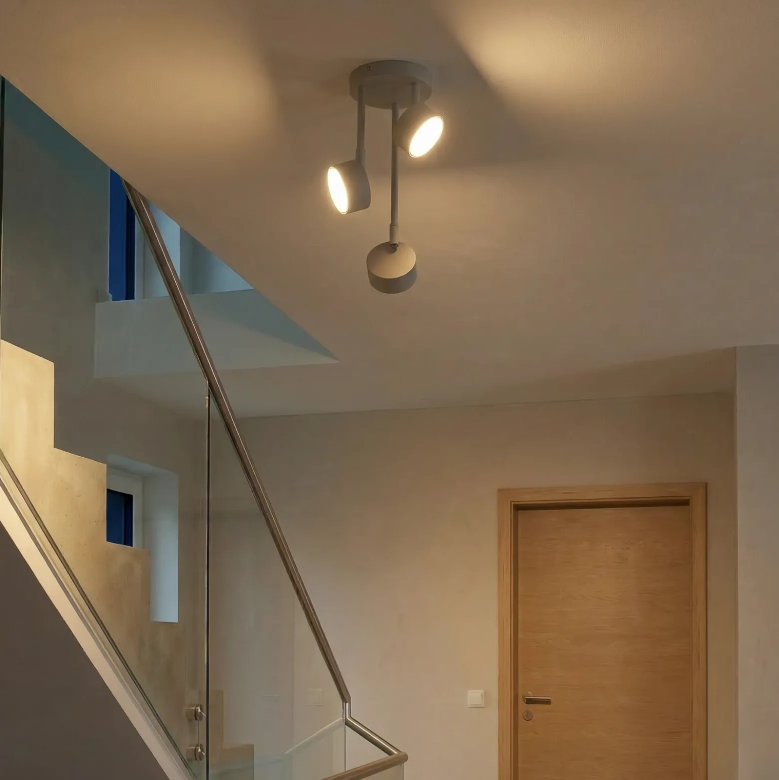 Downlight Nemo, 3 luces, gris-beige, orientable, GX53