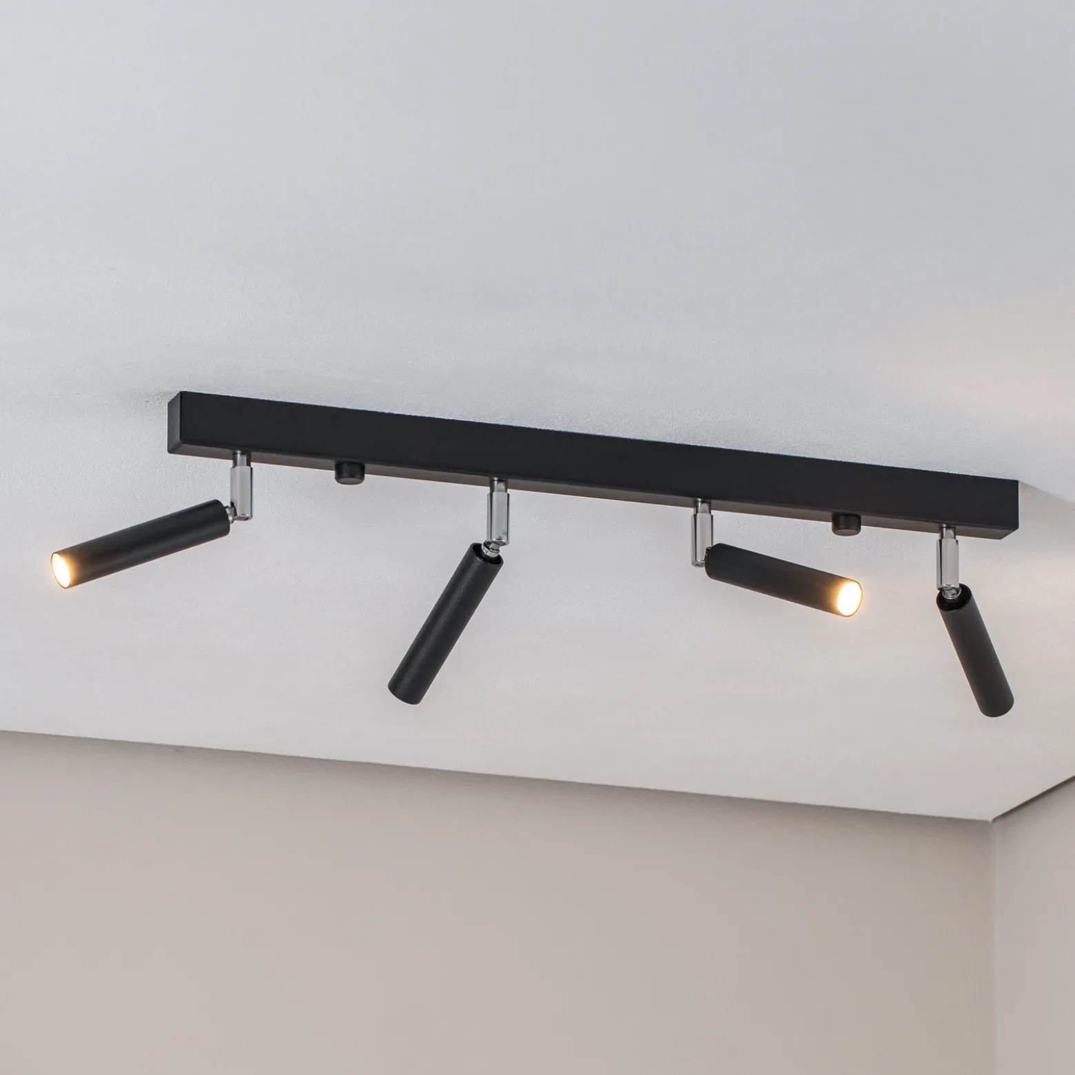 Downlight Nicanor, negro/cromo, 60 cm, 4 luces.