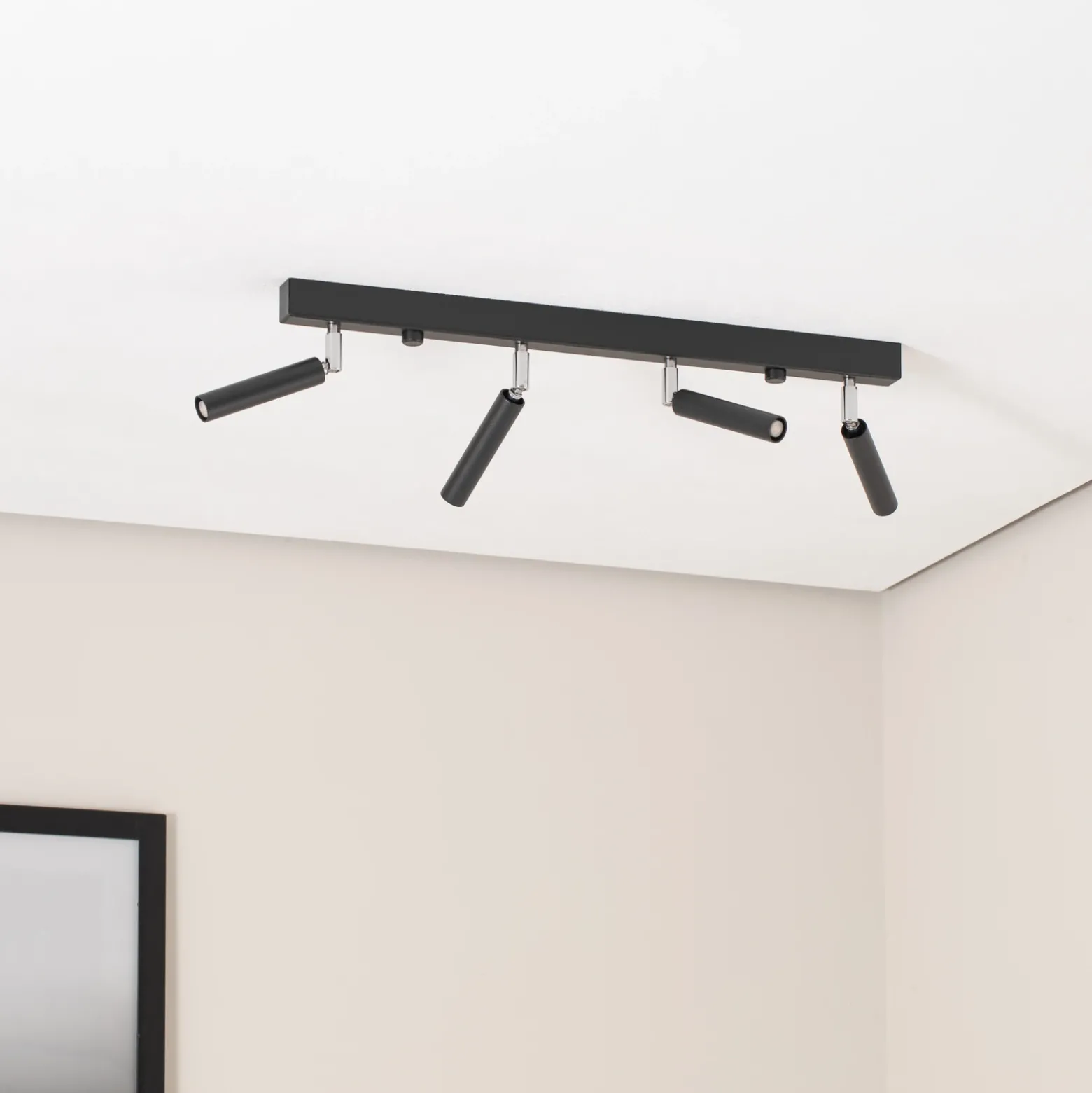 Downlight Nicanor, negro/cromo, 60 cm, 4 luces.
