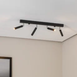 Downlight Nicanor, negro/cromo, 60 cm, 4 luces.