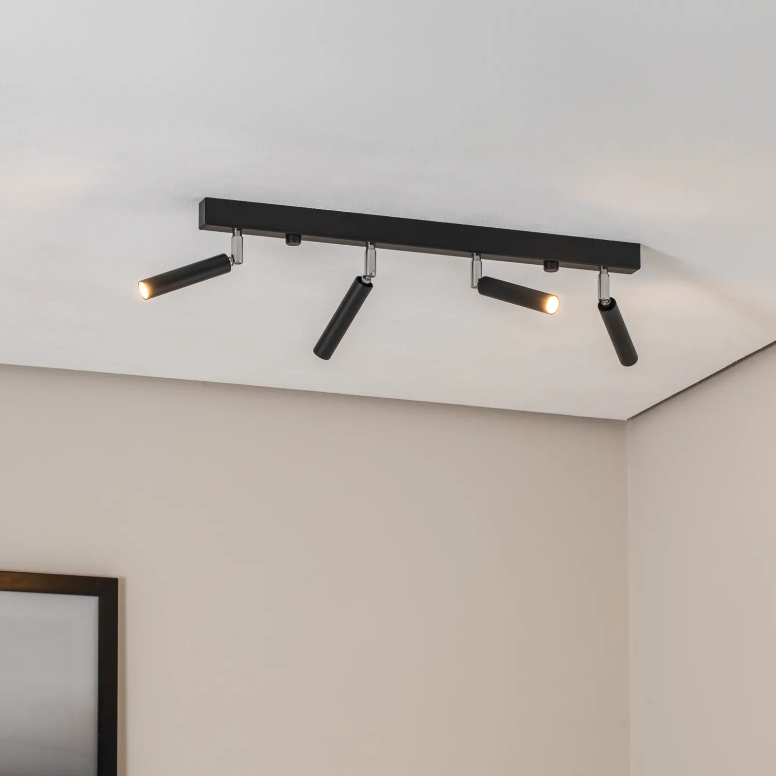 Downlight Nicanor, negro/cromo, 60 cm, 4 luces.