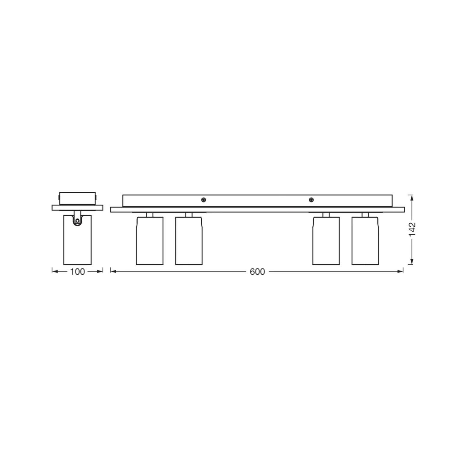 Downlight OSRAM MERCURY, blanco, 4 focos GU10-LED atenuable